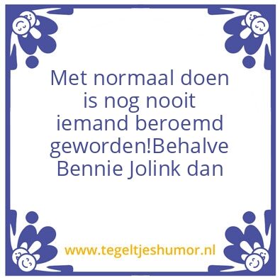 Tegeltje: Bennie Jolink