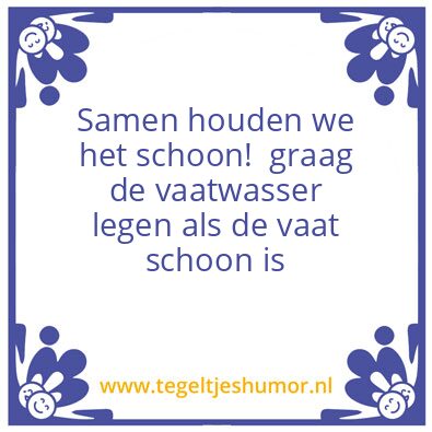 Tegeltje: Vaatwasser legen