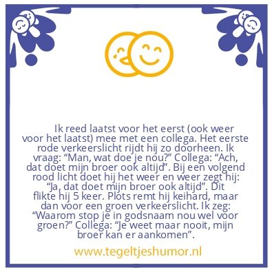 Tegeltje: Meerijden met collega