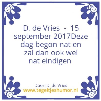 Tegeltje: 15 september 2017