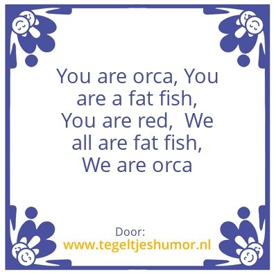 Tegeltje: Your are orca