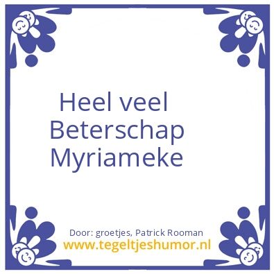 Tegeltje: Ziekte Myriam