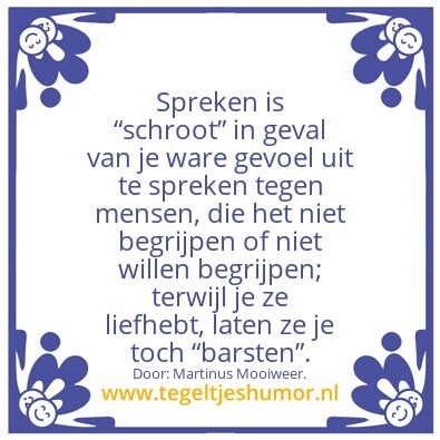 Tegeltje: Spreken is â€œschrootâ€