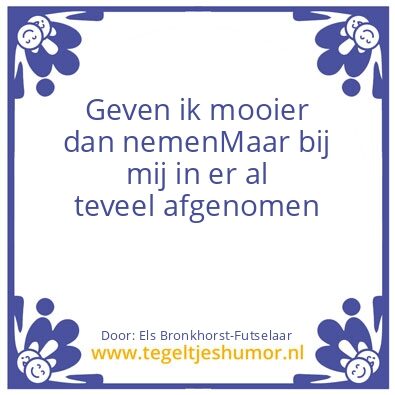 Tegeltje: geven in mooi