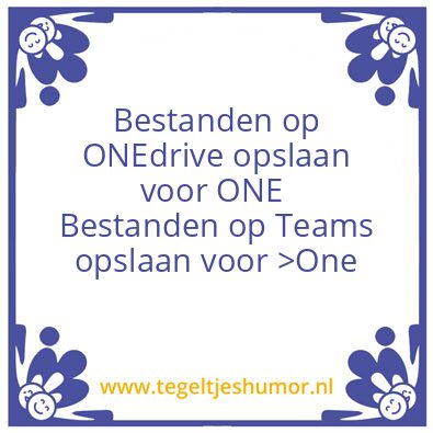 Tegeltje: one