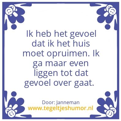 Tegeltje: Huis opruimen