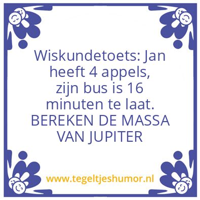 Tegeltje: Wiskundetoets