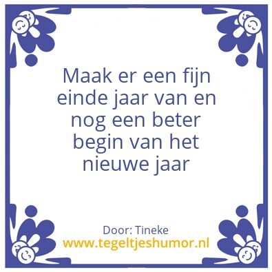 Tegeltje: Einde jaar
