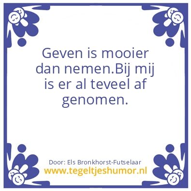 Tegeltje: Geven is mooi