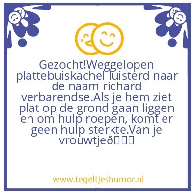 Tegeltje: Grapje