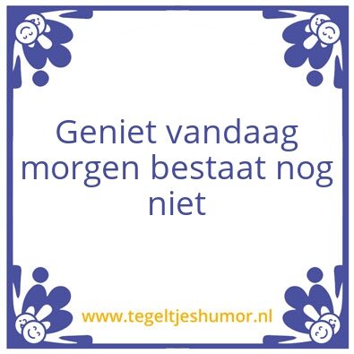 Tegeltje: Geniet vandaag