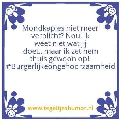 Tegeltje: Mondkapje