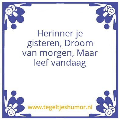 Tegeltje: leef in het nu