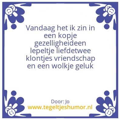 Tegeltje: Vandaag
