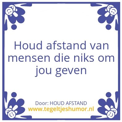 Tegeltje: Houd afstand