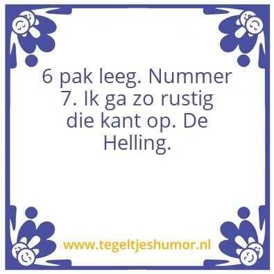 Tegeltje: 6 pak leeg
