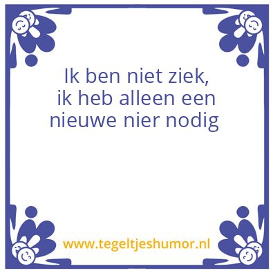 Tegeltje: Nieuwe nier