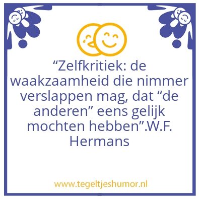 Tegeltje: Zelfkritiek