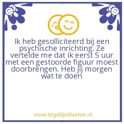 Tegeltje: Sollicitaties