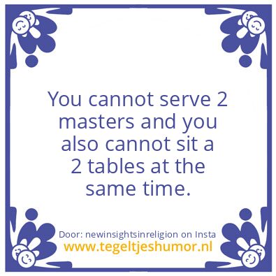 Tegeltje: 2 masters – 2 tables.