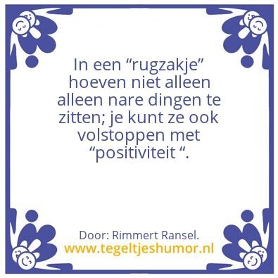 Tegeltje: â€œRugzakjeâ€