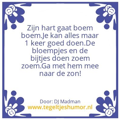 Tegeltje: Mijn hart gaat boem boem