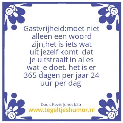 Tegeltje: gastvrijheid
