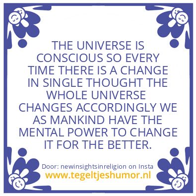 Tegeltje: THE UNIVERSE IS CONSCIOUS