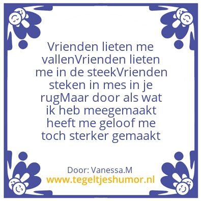 Tegeltje: Je kan op niemand reken