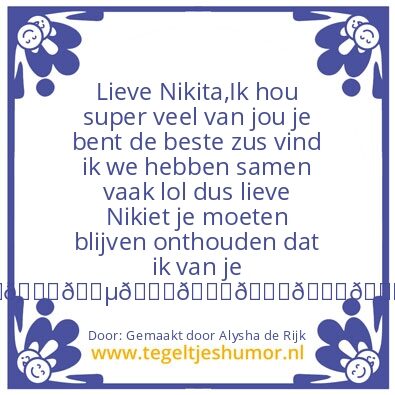 Tegeltje: Zussen levenðŸ’‹ðŸ’‹