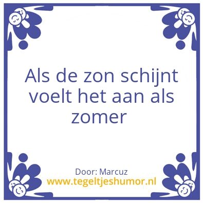 Tegeltje: Zomer in de winter