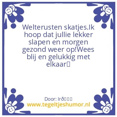 Tegeltje: Welterusten