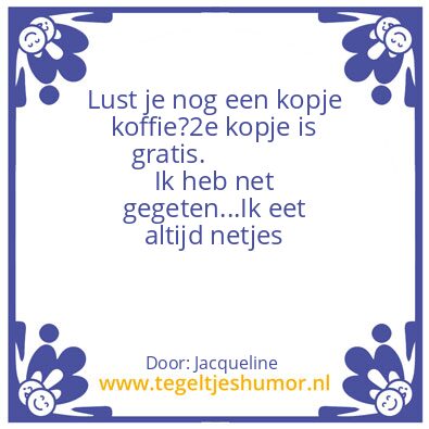 Tegeltje: Eten en drinken