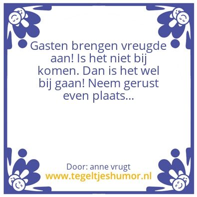 Tegeltje: gastvrijheid
