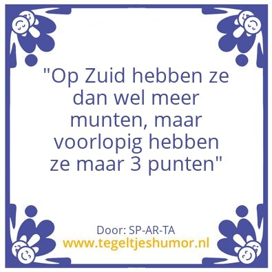 Tegeltje: Wel munten, en maar 3 punten