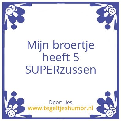 Tegeltje: Ons broertje heeft 5 SUPER zus