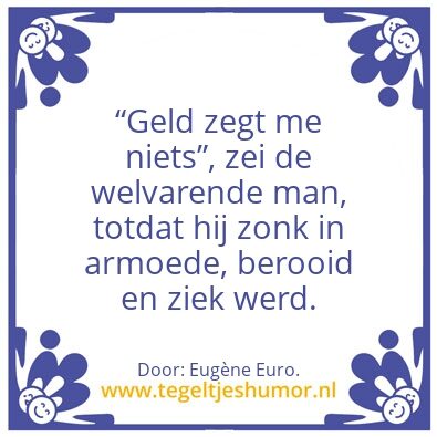 Tegeltje: Geld â€¦.