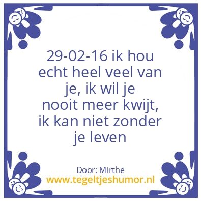 Tegeltje: In love