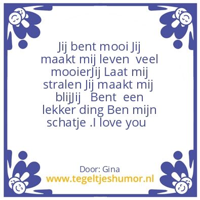 Tegeltje: Love you