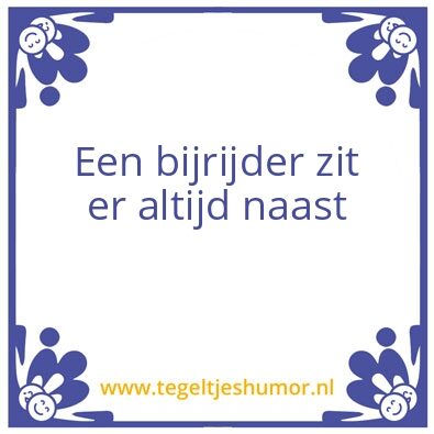Tegeltje: Bijrijder