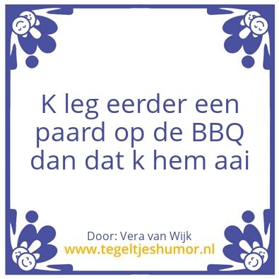 Tegeltje: Paard op de BBQ