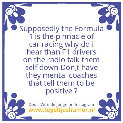 Tegeltje: Rhe pinnacle of car racing