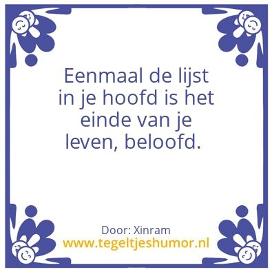 Tegeltje: De lijst
