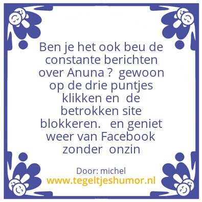 Tegeltje: ook  Anuna berichten beu ?