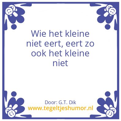 Tegeltje: het kleine