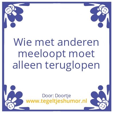 Tegeltje: Mee-lopen