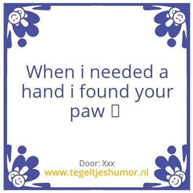 Tegeltje: The love of a animal