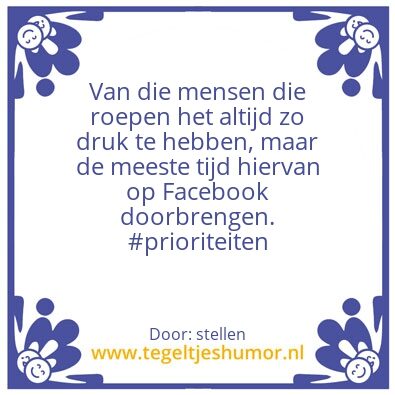 Tegeltje: Prioriteiten