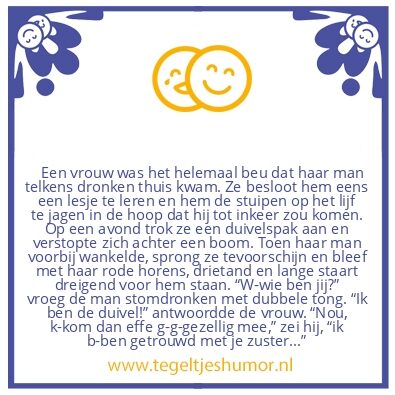 Tegeltje: Vrouw pakt dronken man aan