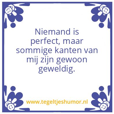 Tegeltje: Niemand is perfect